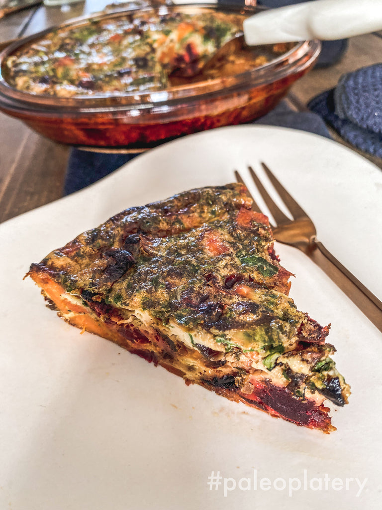 Roasted Root Vegetable Quiche (aipreintroduction eggs) paleo platery
