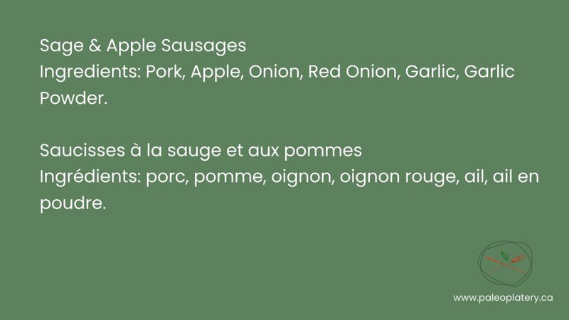 sage & apple breakfast sausages (package of 6)