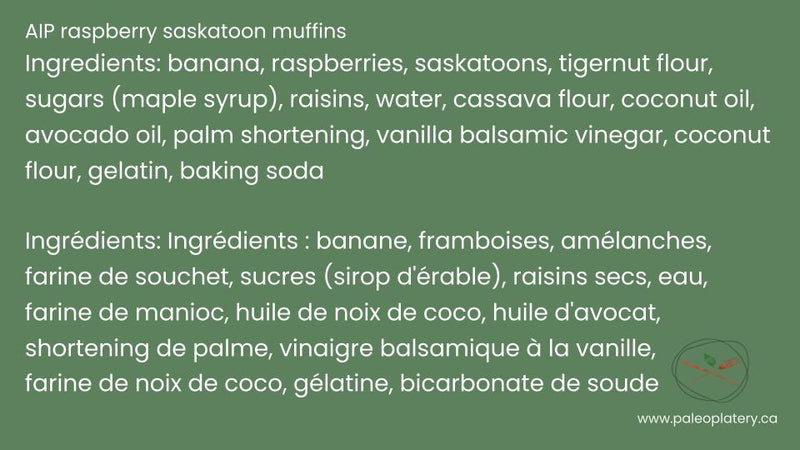 AIP raspberry saskatoon muffins (4 pack)